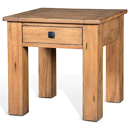 Rustic End Table with Storage Drawer